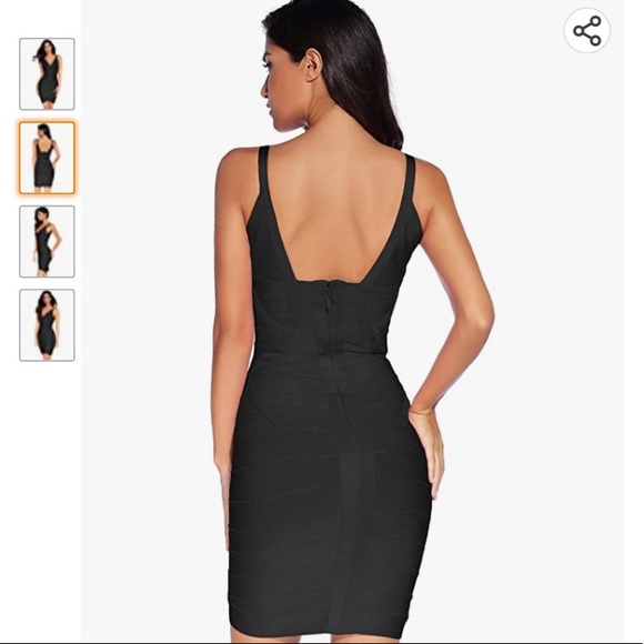 Meilun plunge bodycon bandage dress black large - Picture 2 of 5